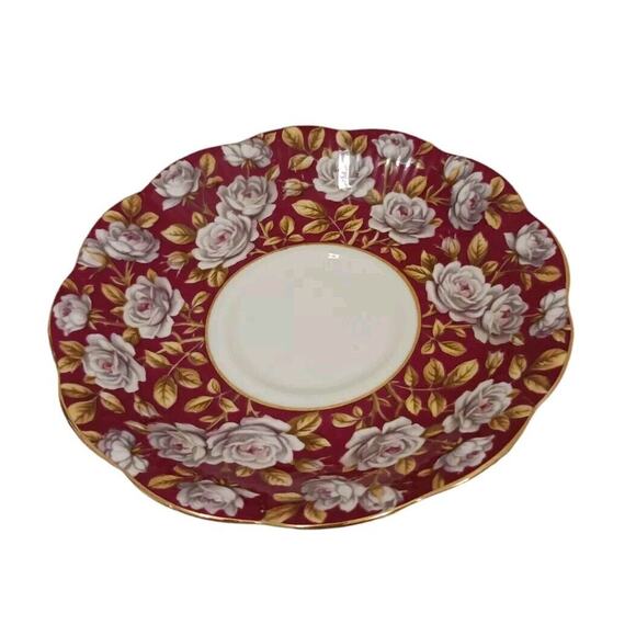 Royal Albert 1 SAUCER Merrie England Series Balmoral Dark Red ROSES Replacement - Picture 1 of 8